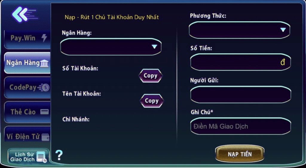 Nạp tiền đa dạng siêu tiện lợi tại cổng game 789 Club
